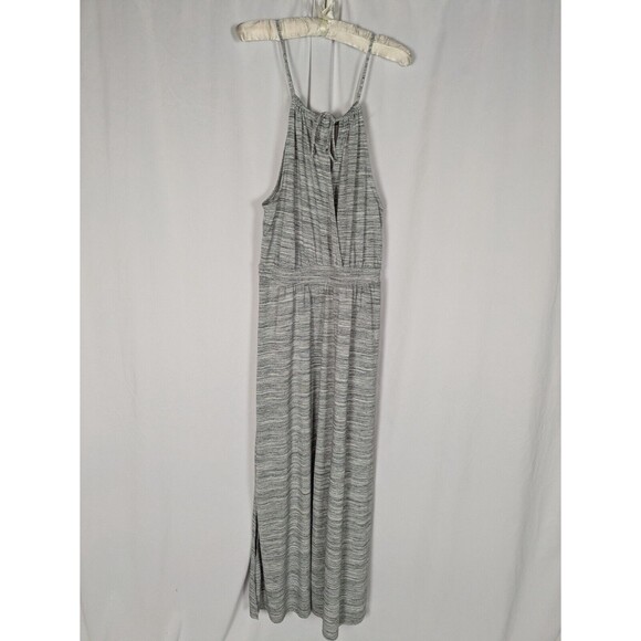 Banana Republic Dress M Women's Gray Marled Adjustable Straps Maxi Slits Cutout - Picture 6 of 11